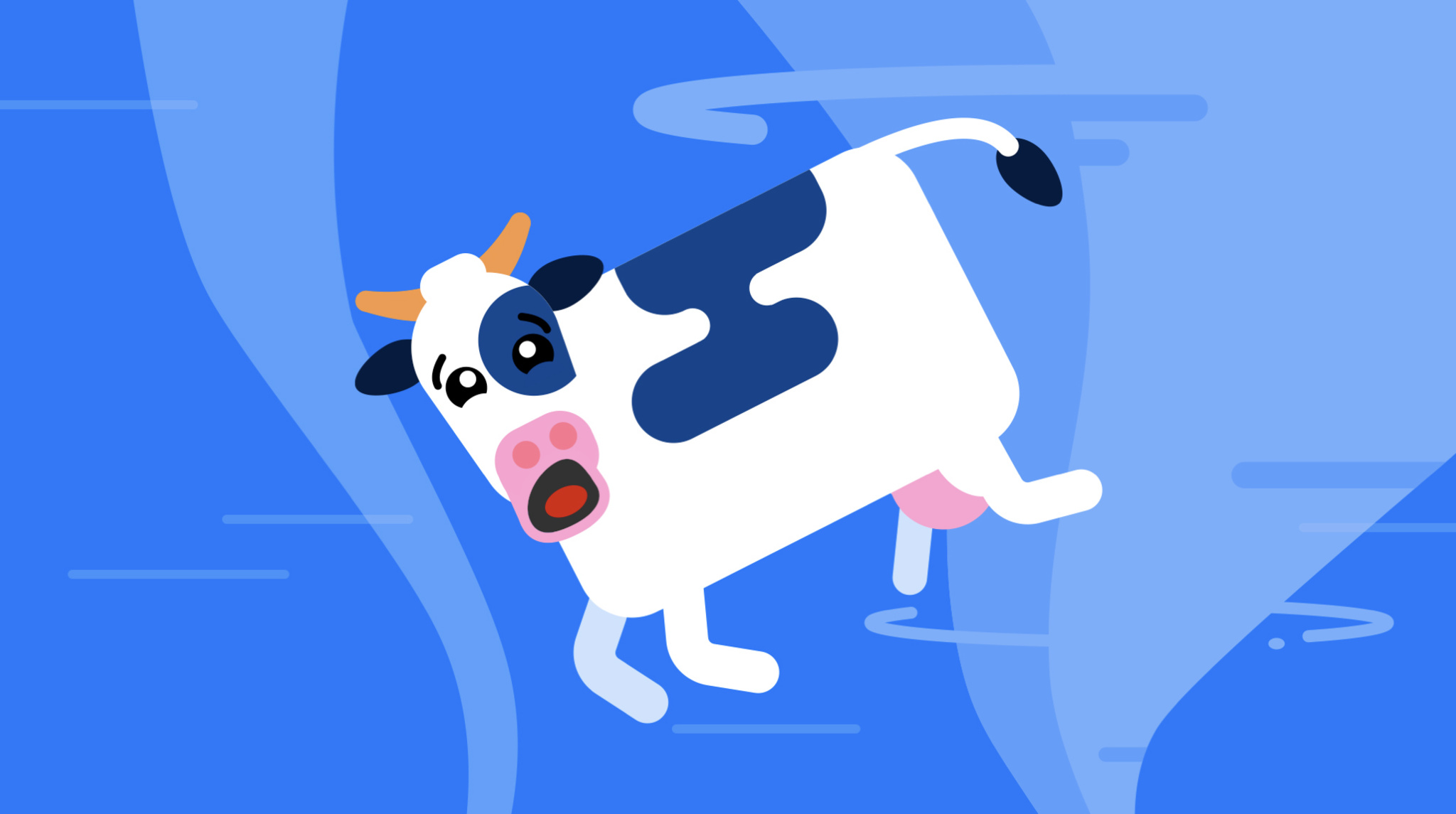 Vector image of a cow caught in a tornado