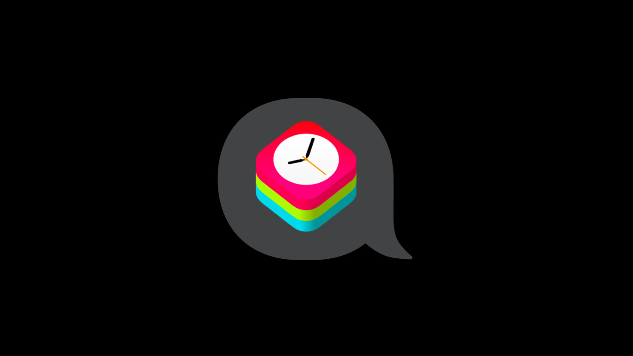 App icon displaying a clock face, inside of a speech bubble.