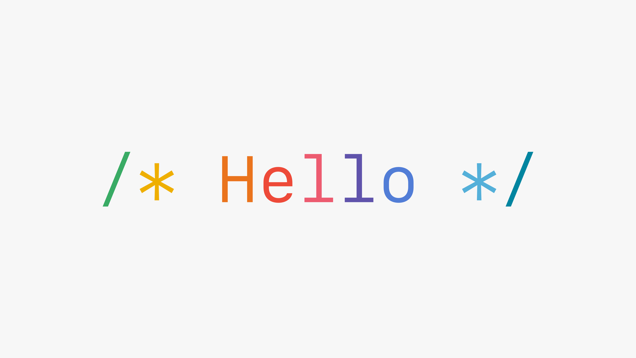 A graphic that reads “Hello” in a font that resembles code. 