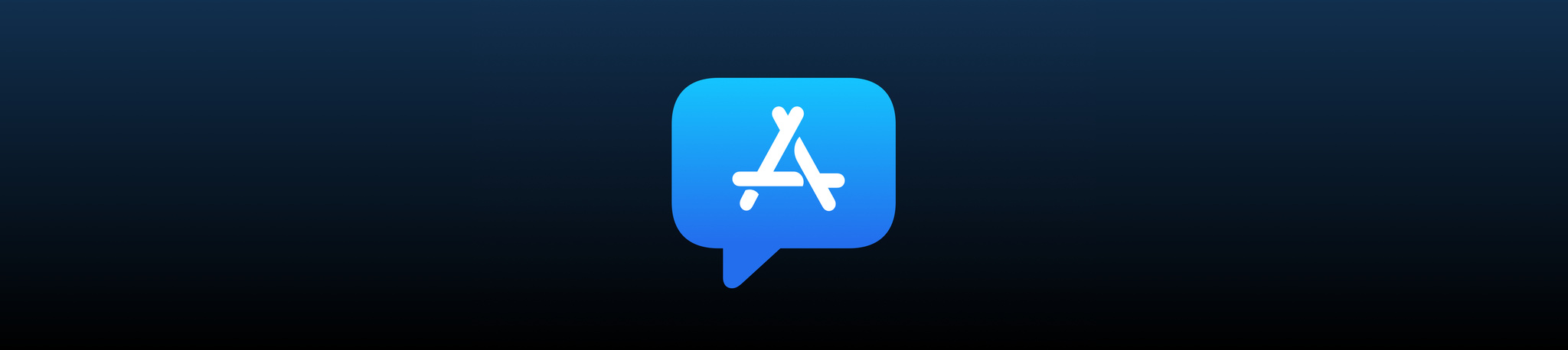 The App Store logo in a blue speech bubble 