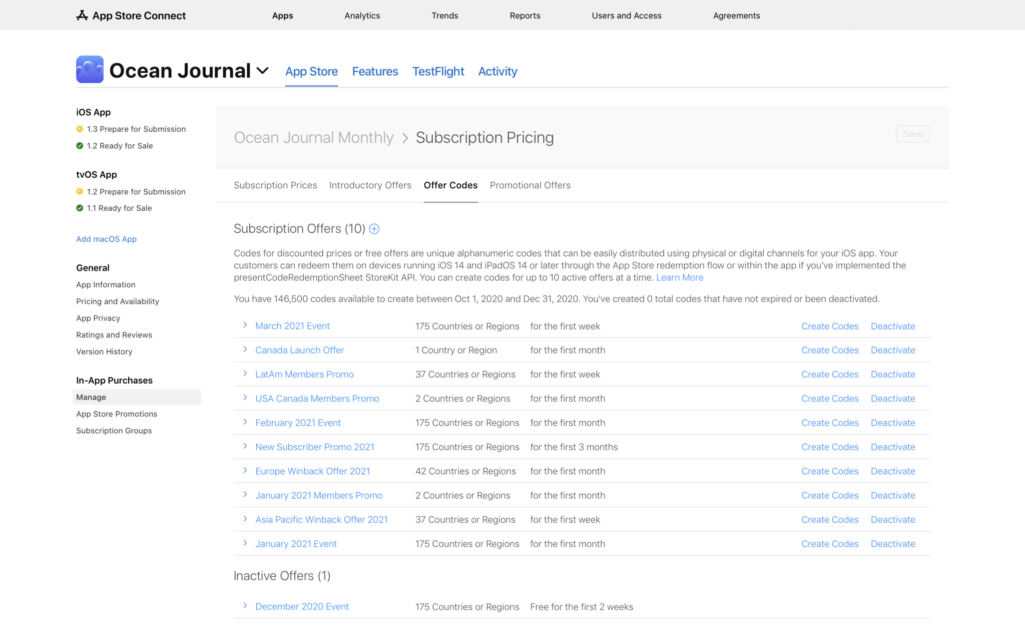 Request and manage promo codes - Offer promo codes - App Store Connect -  Help - Apple Developer