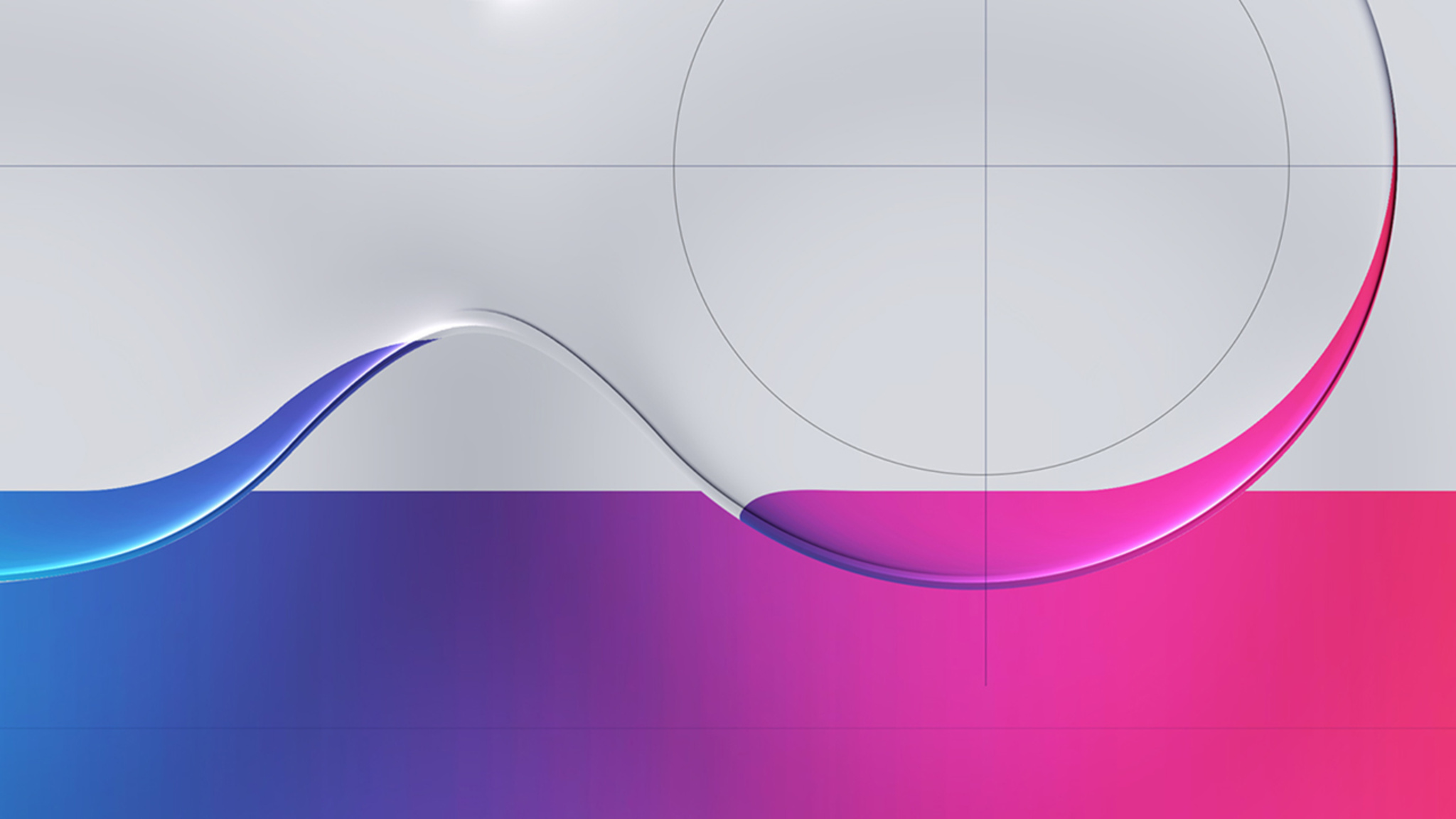 A bubble-like shape floats over a background that shows a grid against a red and purple background.