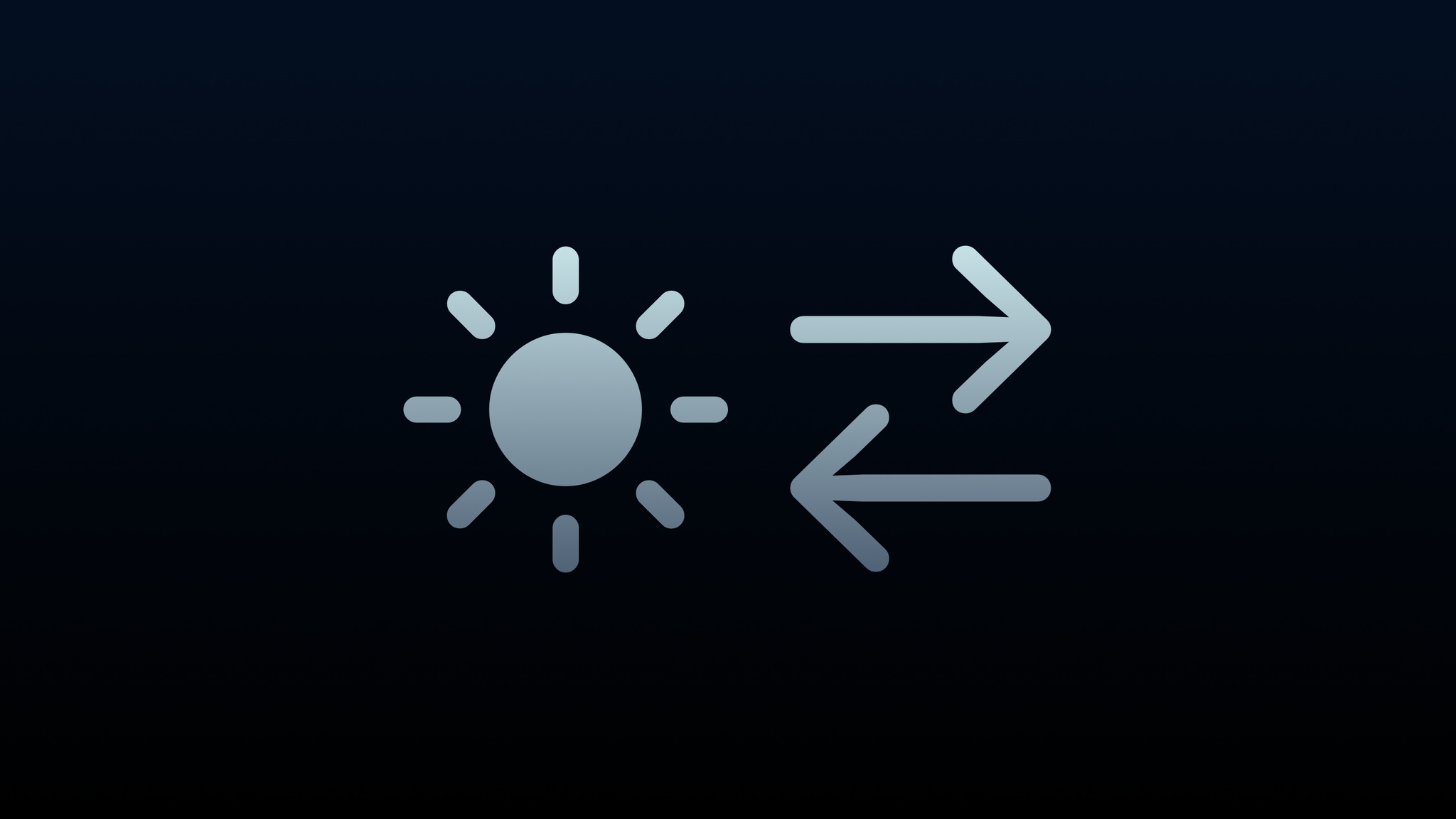 sun symbol and two arrows pointing opposite directions on a dark background