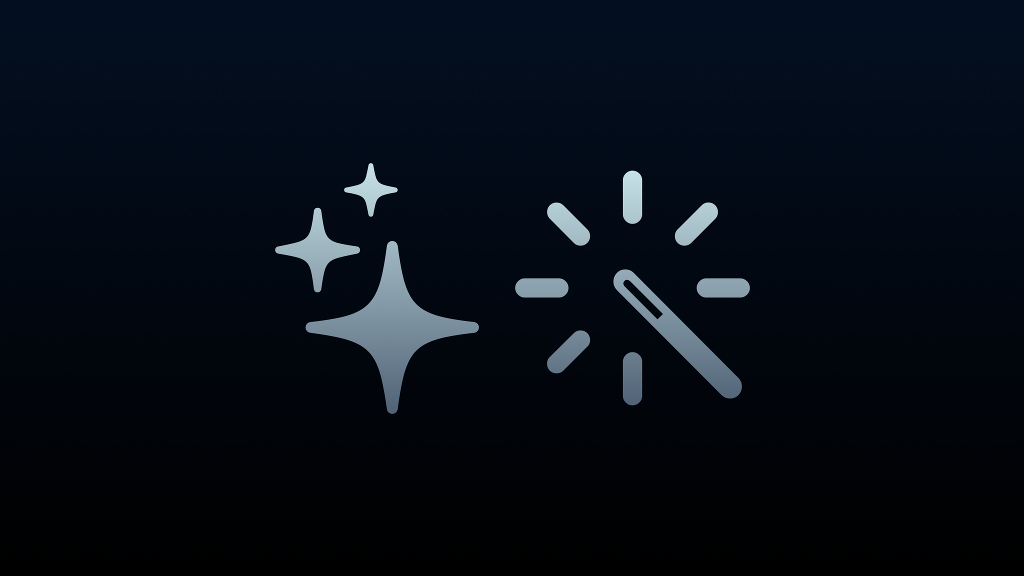 Stars symbol and wand symbol on a dark background