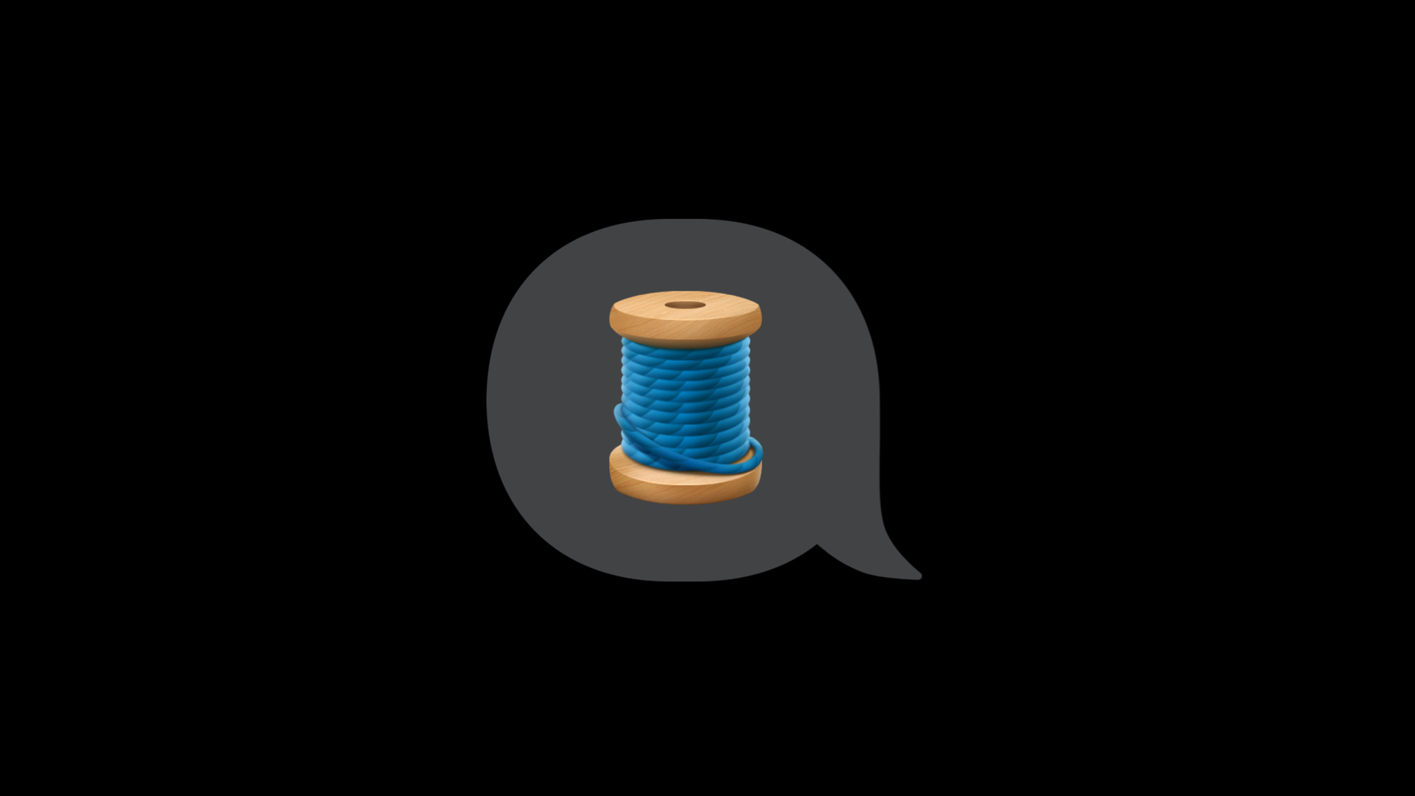 Spool of thread emoji  inside of a speech bubble.