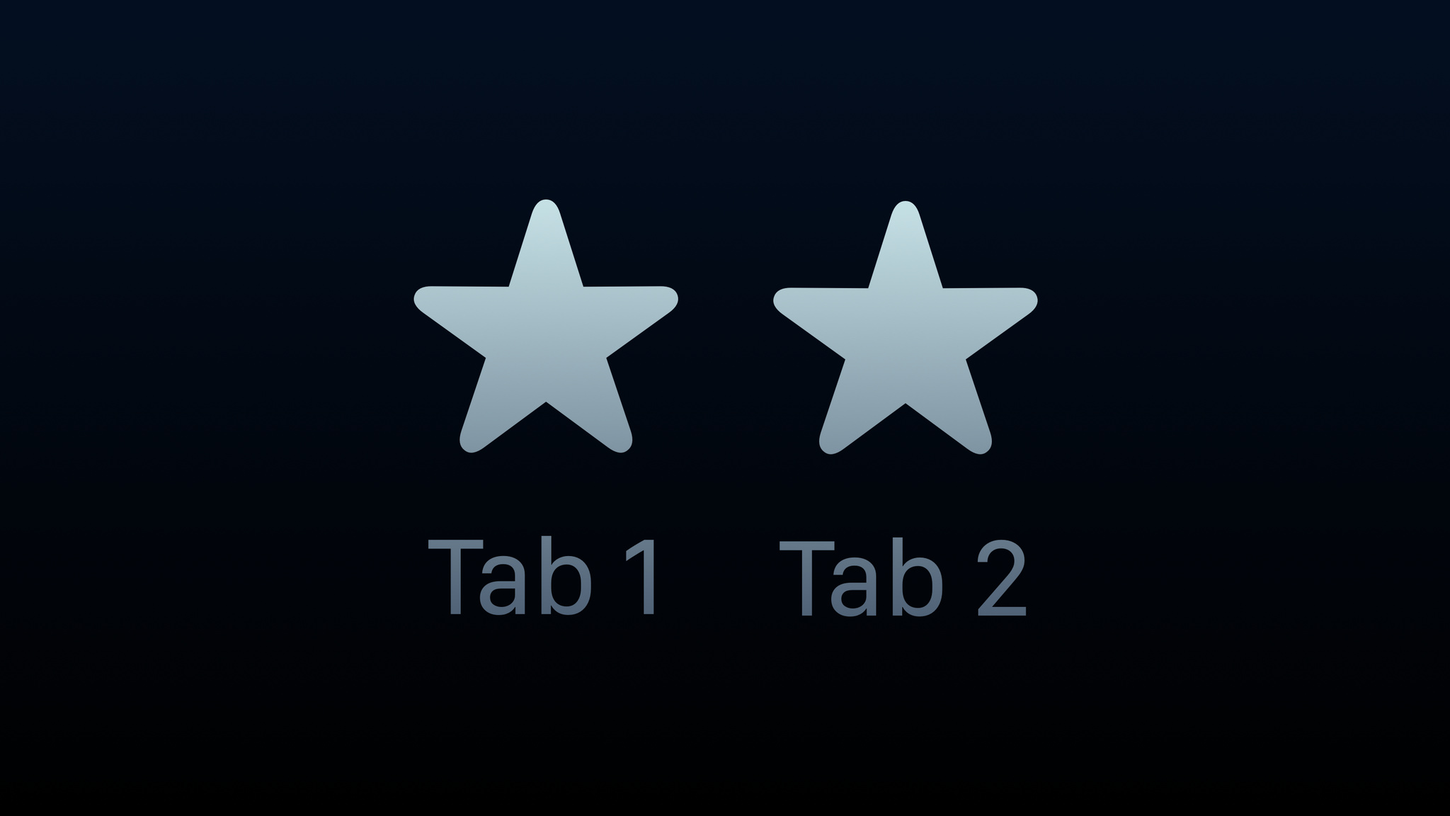 Two star symbols labeled “tab 1” and “tab 2”