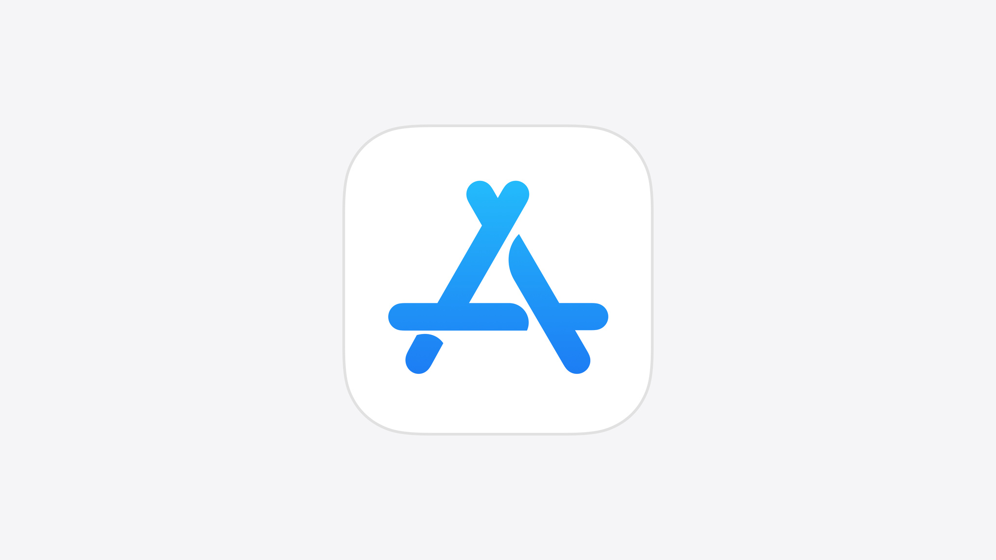 The App Store logo in blue against a light gray background.