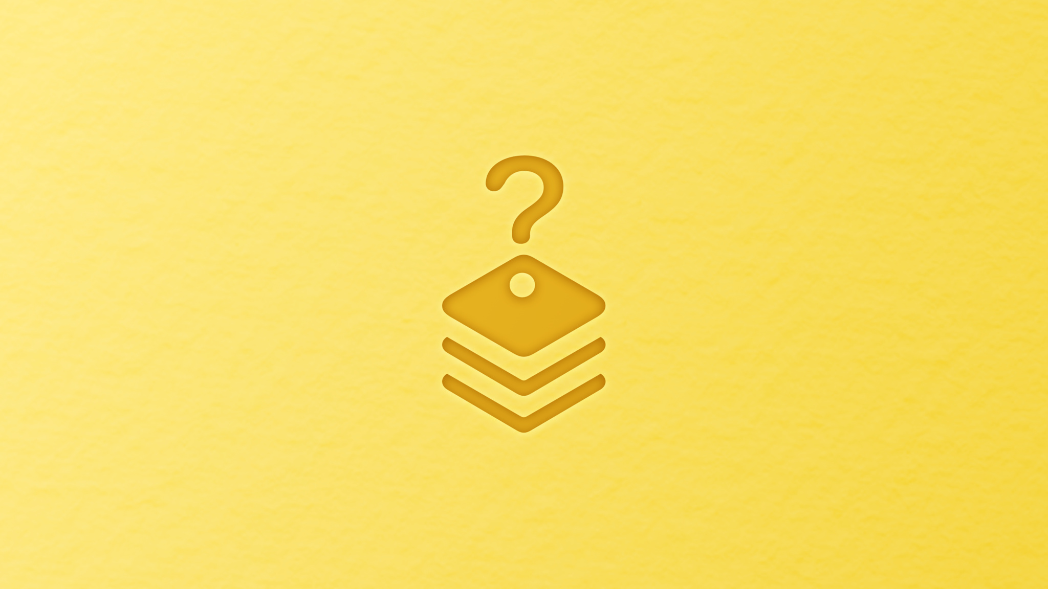 Framework icon with a question mark on top of it on a yellow background