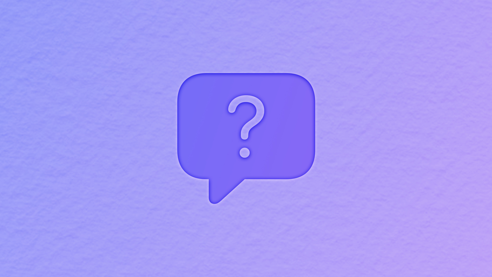 Icon of speech bubble with question mark in it on purple background