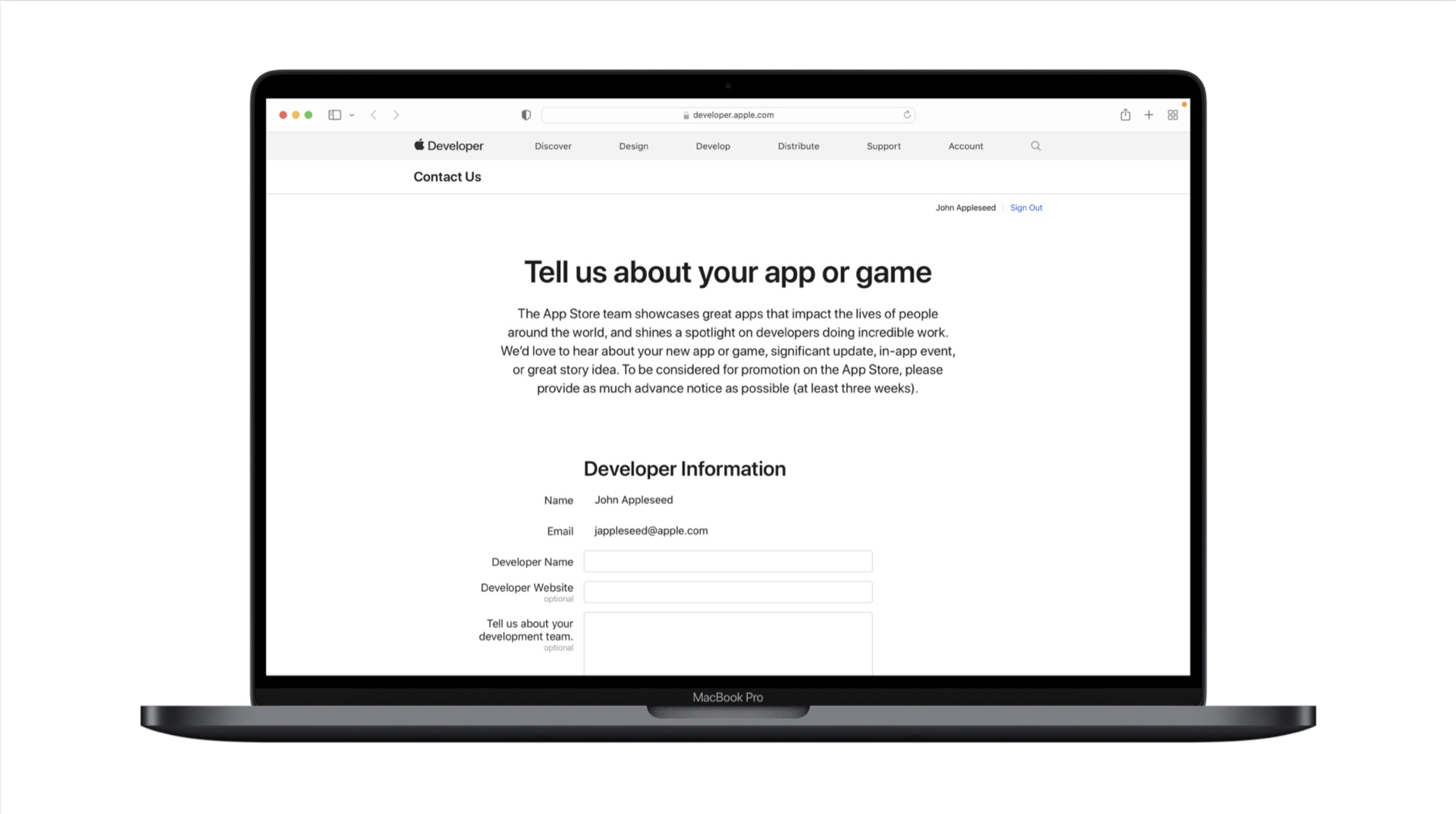 MacBook with App Store Promote form