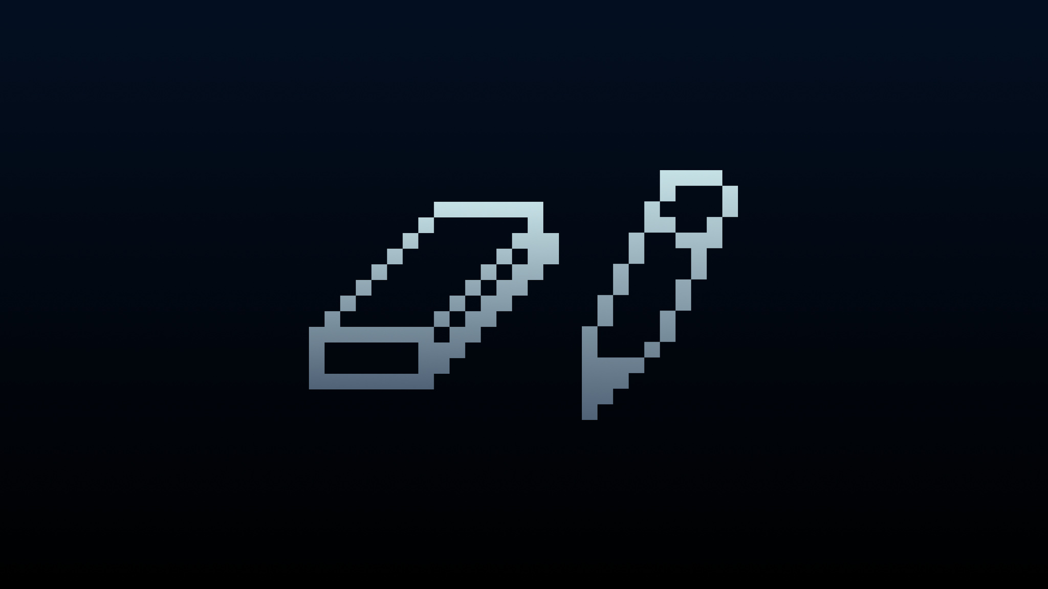 Pixelated eraser and pencil symbols on a dark background